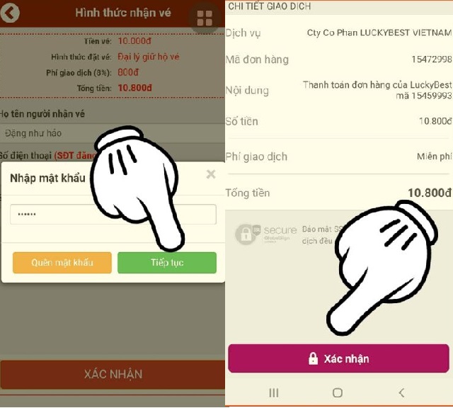 Nhập mật khẩu xác nhận giao dịch và hoàn tất cách mua Vietlott Nhập mật khẩu xác nhận giao dịch và hoàn tất cách mua Vietlott